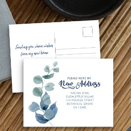 Dusty Eucalyptus Watercolor Foliage Moving Ankündigungspostkarte