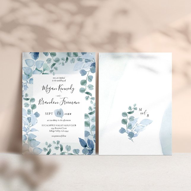 Dusty Eucalyptus Watercolor Foliage Wedding Einladung (Von Creator hochgeladen)