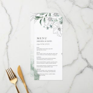 Dusty Eukalyptus Greenerity Wedding Flat Menu Menükarte