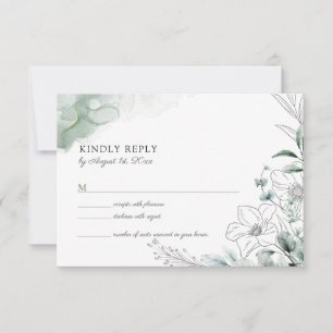 Dusty Eukalyptus Greenery Wedding RSVP Card Karte