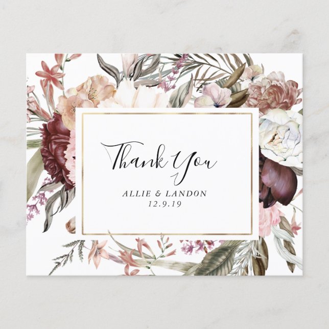 Dusty Floral Danky You Card | Haushalt Flyer (Vorne)