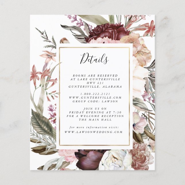 Dusty Floral Details Card | Haushalt Flyer (Vorne)