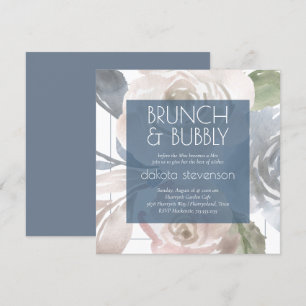 Dusty Floral   Räucherpastel Bubbly Brunch Dusche Einladung