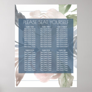 Dusty Floral   Smoky Blue Self Seating Chart Poster