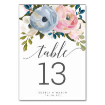 Dusty Floral Tischnummern doppelseitig
