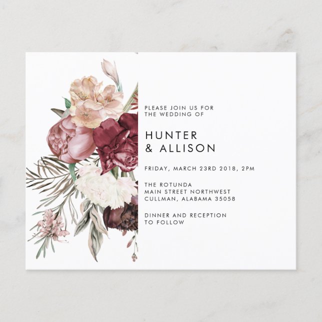 Dusty Floral Wedding Einladung Flyer (Vorne)
