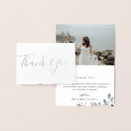 Dusty Floral Wedding Foto Foil Danke Karte
