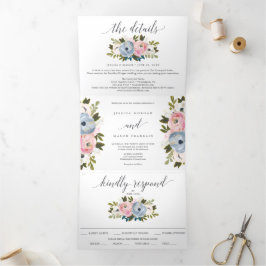 Dusty Floral Wedding Tri-Fold Einladungen UAWG