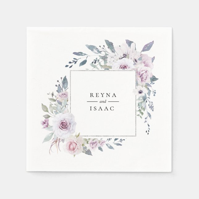 Dusty Garden Floral Personalisiert Paper Napkins Serviette (Vorderseite)