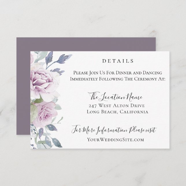 Dusty Garden Floral Wedding Details Einladung (Vorne/Hinten)
