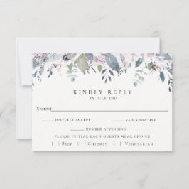 Dusty Garden Floral Wedding RSVP Card