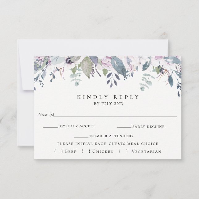 Dusty Garden Floral Wedding RSVP Card (Vorderseite)