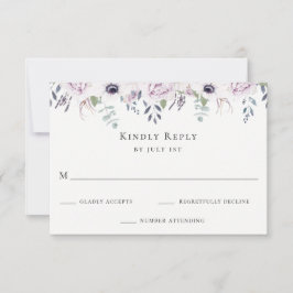 Dusty Garden Floral Wedding RSVP Card