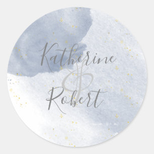 Dusty Gold und Blue Wedding Monogram Sticker