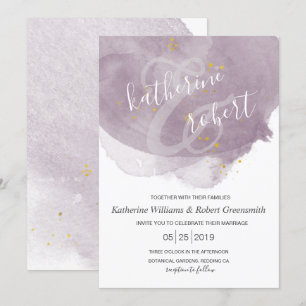 Dusty Gold und Mauve Elegante Einladung zur Hochze