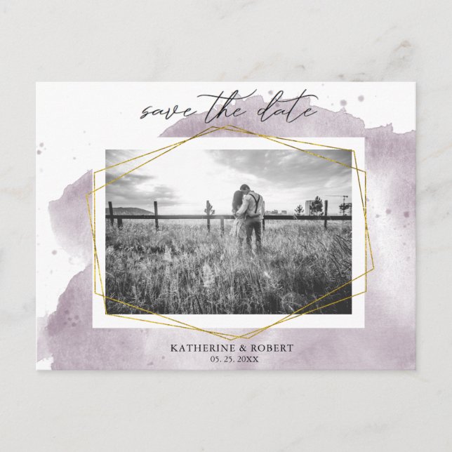 Dusty Gold und Mauve | FOTO SAVE THE DATE Postkarte (Vorderseite)