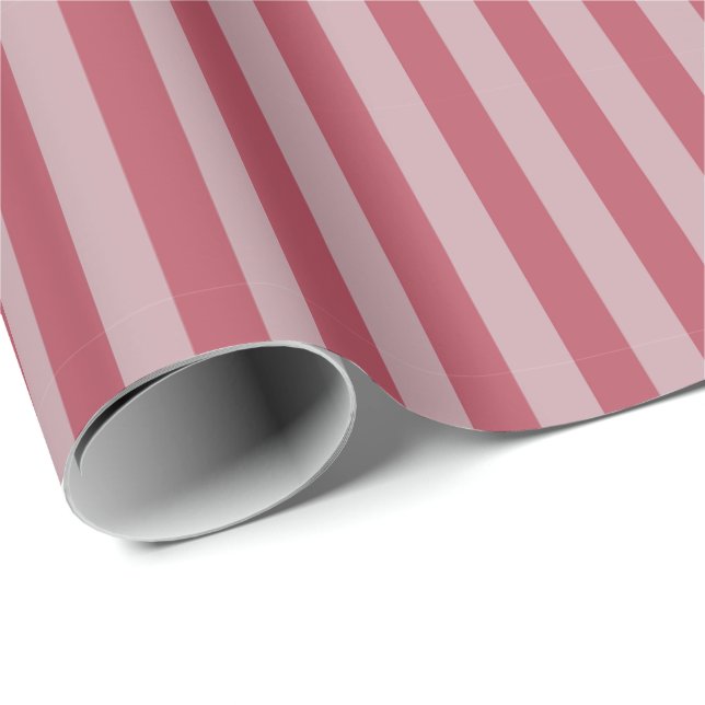 Dusty Gray Pink & Dark Pink Streifen Geschenkpapier (Rolleneckpunkt)