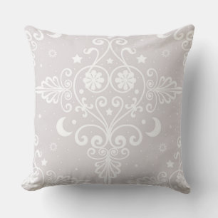 Dusty Gray Rose Bohemisch Celestial Damask Muster Kissen