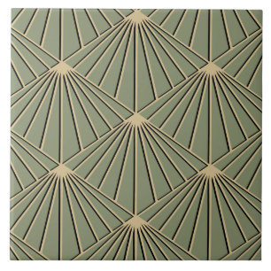 Dusty Green Art Deco Lüftermuster Diamond Fliese