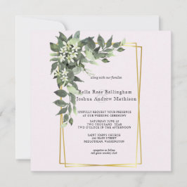 Dusty Green Blätter mit White Blume Einladung