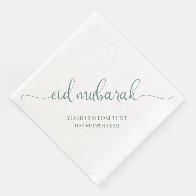 Dusty Green Eid Mubarak Calligraphy Custom Serviette (Ecke)