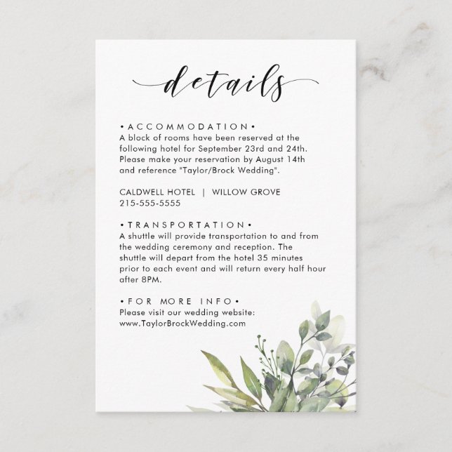 Dusty Green Eucalytus Begleitkarte (Vorderseite)