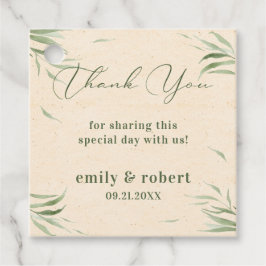 Dusty Green Foliage Beige Craft Paper Geschenkanhänger