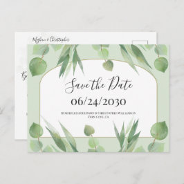 Dusty Green Geometric Arch Wedding Save the Date Postkarte