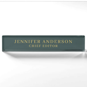 Dusty Green & Gold Color Beruflich Moderne Schlich Namensplakette