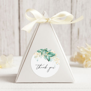 Dusty Green Gold Eukalyptus Greenery Vielen Dank Runder Aufkleber