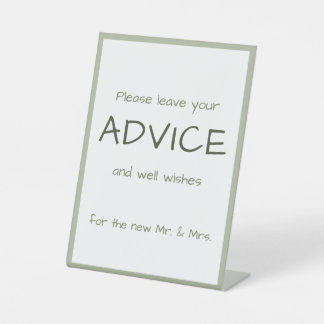 Dusty Green Lässig Handwriting Advice & Wishings Sockelschild