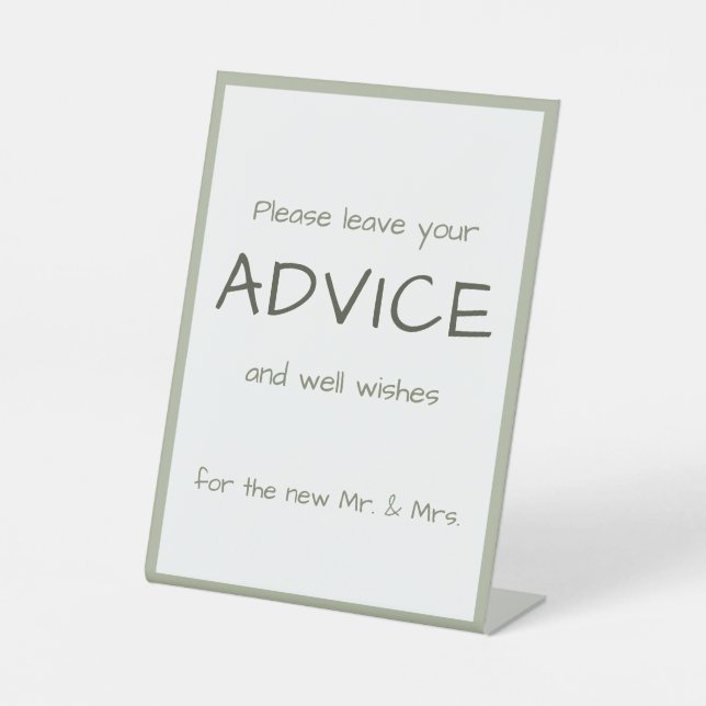 Dusty Green Lässig Handwriting Advice & Wishings Sockelschild (Vorderseite)