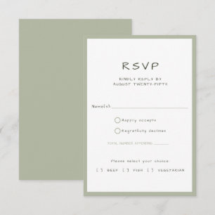 Dusty Green Lässig Handwriting Meal Choice RSVP Karte