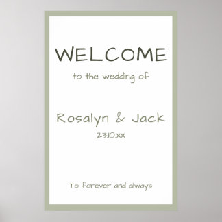 Dusty Green Lässig Handwriting Welcome Wedding Poster