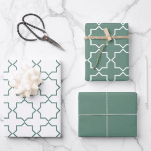 Dusty Green marokkanisches arabisches Muster Geschenkpapier Set