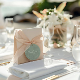 Dusty Green Minimal Calligrafy Wedding Vielen Dank Geschenkanhänger