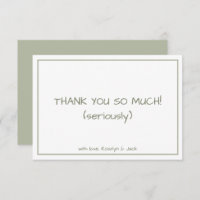 Dusty Green Minimalistisch Modern Danke-Card