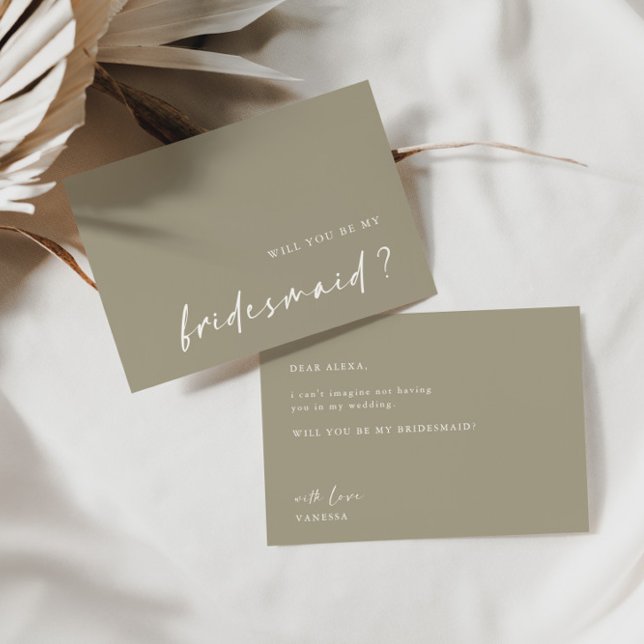 Dusty Green Minimalistisch wirst du meine Bridesma Einladung (Von Creator hochgeladen)