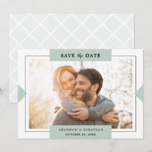 Dusty Green Modern Simple Foto Save the Date