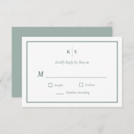 Dusty Green Monogram Wedding RSVP Response Card