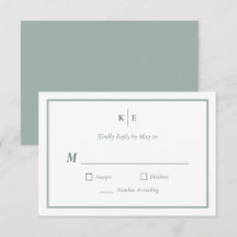 Dusty Green Monogram Wedding RSVP Response Card