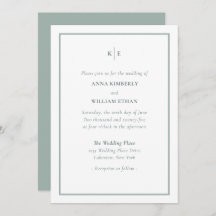Dusty Green Shades Monogram Wedding Einladungen