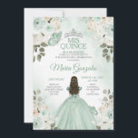 Dusty Green & Silver Mis Quince Floral Quinceañera Einladung<br><div class="desc">Dusty Green & Silver Floral Quinceñera Einladung Mis Quince Anos,  15. Geburtstag, </div>