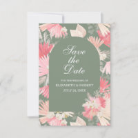 Dusty Green White Orchid Save the Date Card