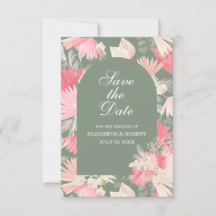 Dusty Green White Orchid Save the Date Card Einladung