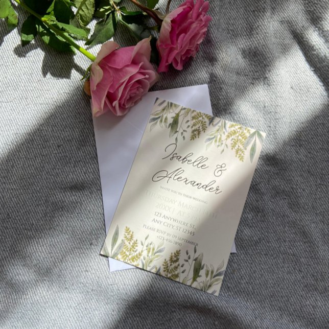Dusty Greenery Wedding Einladung (Von Creator hochgeladen)