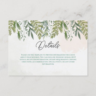 Dusty Greenery Wedding Enclosure Card Begleitkarte