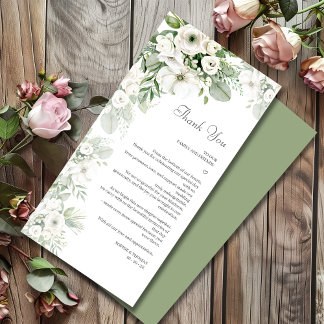 Dusty grüne Rose Aquarell Hochzeit Dankeskarte