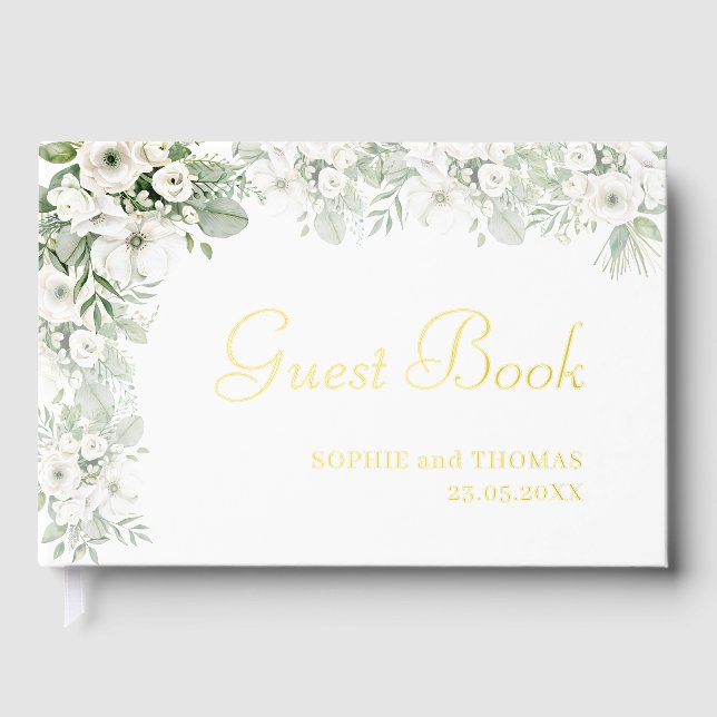 Dusty grüne Rose Aquarell Hochzeit Gästebuch (Vorderseite)