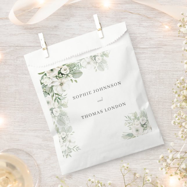 Dusty grüne Rose Aquarell Hochzeit Geschenktütchen (Ausgeschnitten)